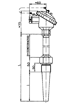 WRN-15B固定螺紋錐形套管熱電偶安裝圖片