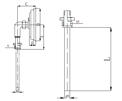 WSS-361可動(dòng)外螺紋徑向抽芯式雙金屬溫度計(jì)安裝圖片