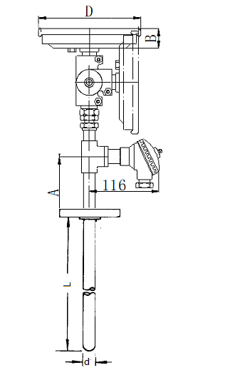 WSSP-384固定法蘭萬向一體化雙金屬溫度計(jì)安裝圖片