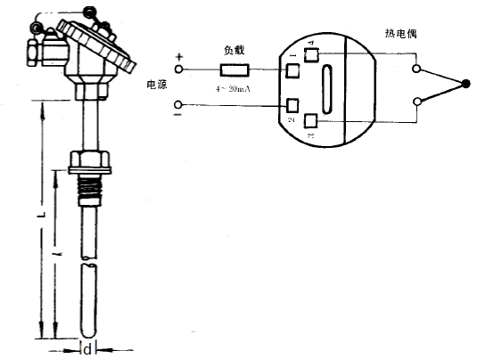 SBWR-2380/231熱電偶一體化溫度變送器安裝圖片